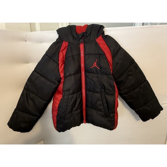 Air Jordan Puffer Jacket Toddler Sz 18 Month Hooded Full Zip Lined Logo - Picture 1 of 13